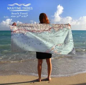 CT Coastal vintage topo map Quick Dry Towel