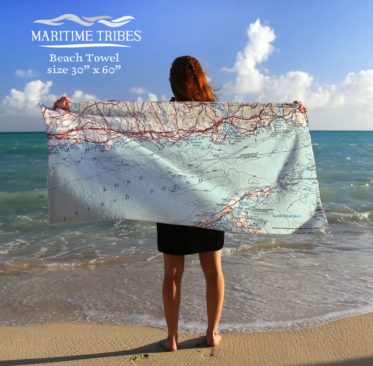 CT Coastal vintage topo map Quick Dry Towel