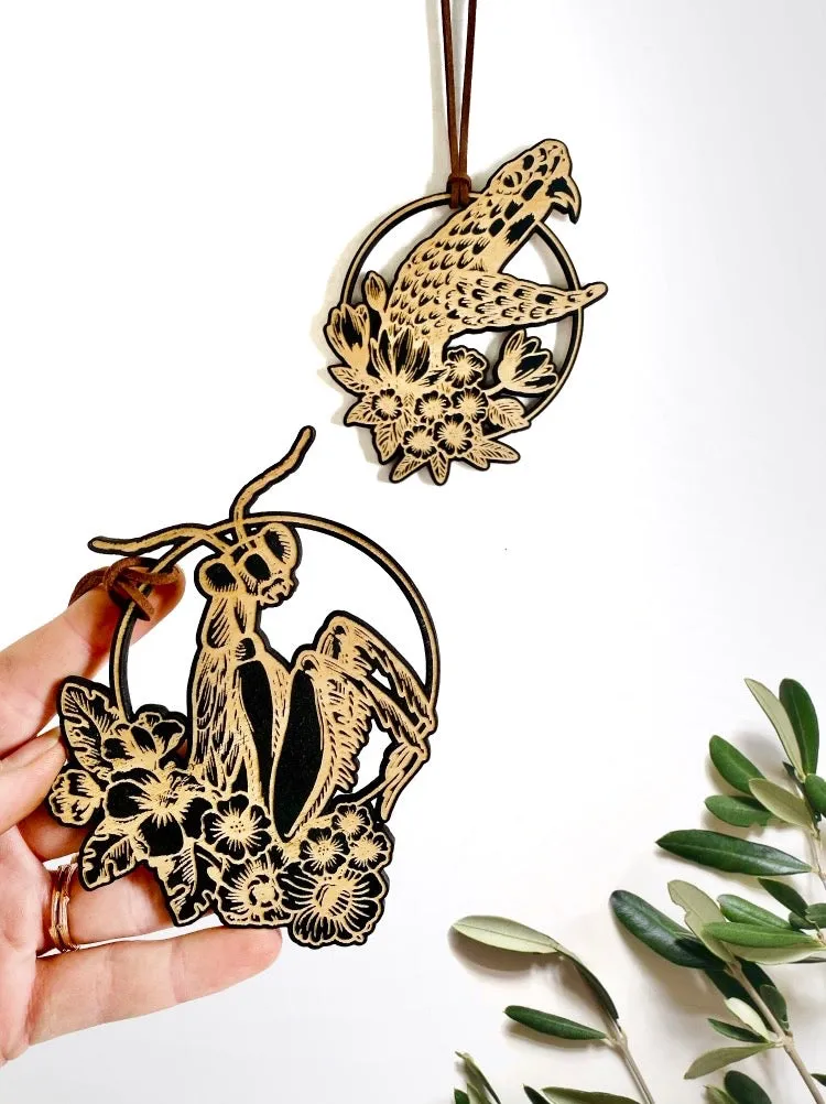 Curiosities Ornaments, Snake, Crocodile, and Praying Mantis