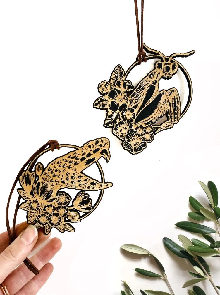Curiosities Ornaments, Snake, Crocodile, and Praying Mantis