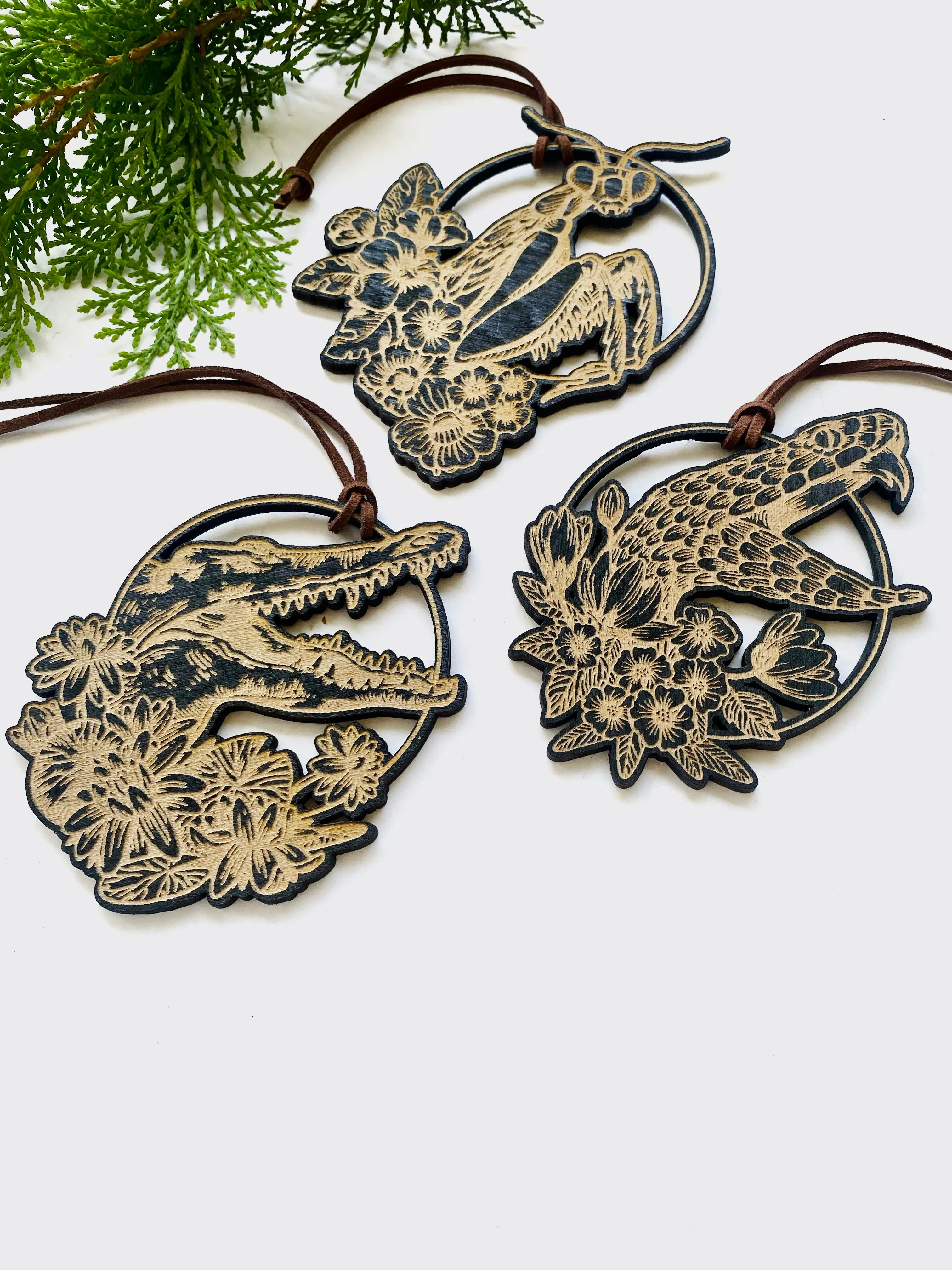Curiosities Ornaments, Snake, Crocodile, and Praying Mantis
