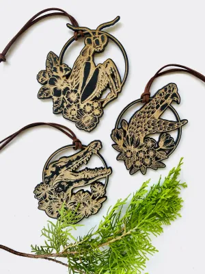 Curiosities Ornaments, Snake, Crocodile, and Praying Mantis