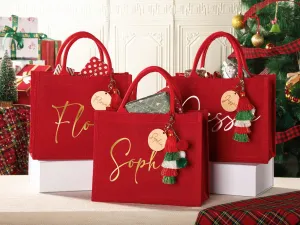Custom Christmas gift bag & Charm, Holiday Gift Bags with Name, Christmas party bags, Christmas Eve Gift Bags, Xmas Holiday Presents
