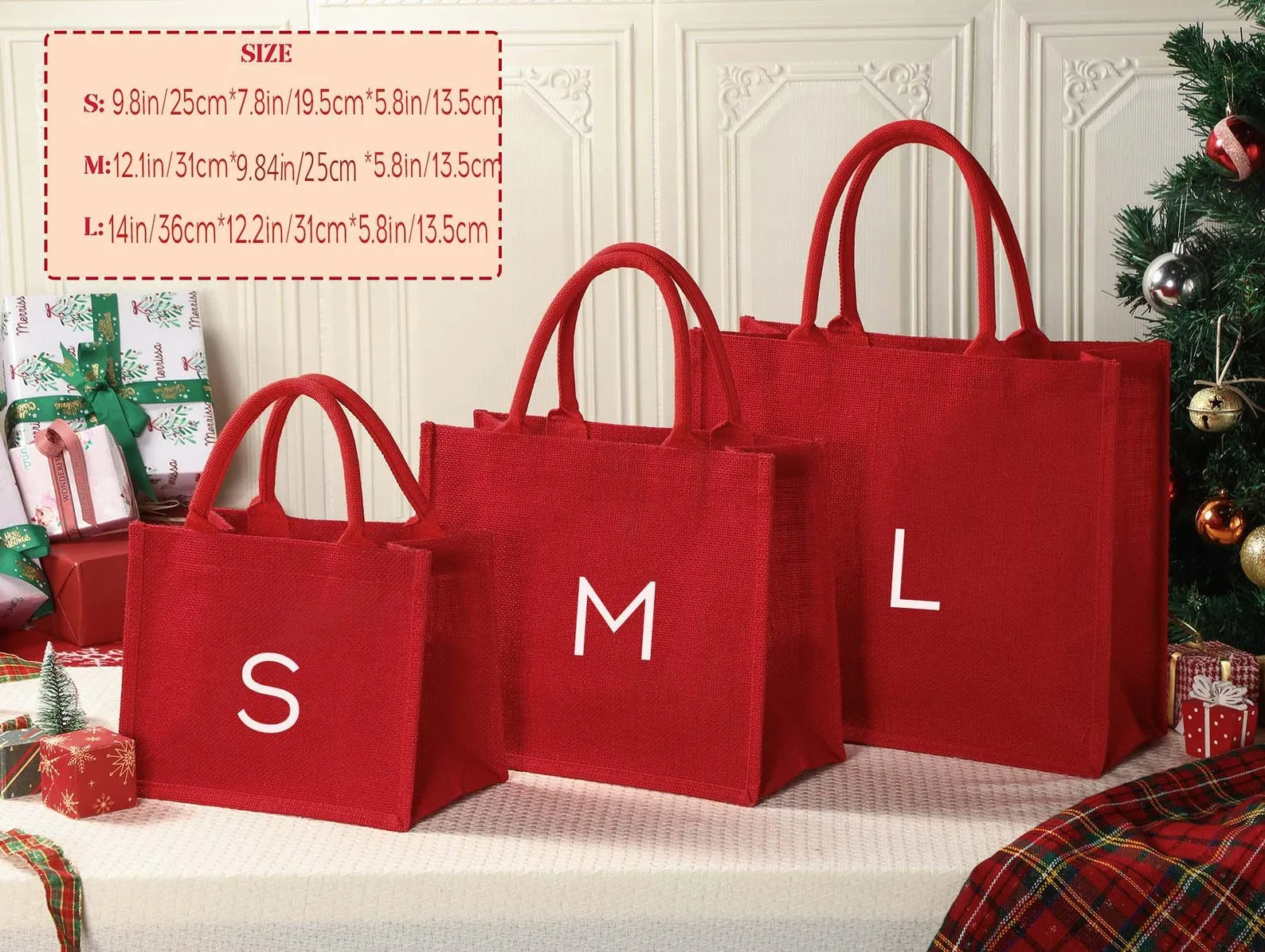 Custom Christmas gift bag & Charm, Holiday Gift Bags with Name, Christmas party bags, Christmas Eve Gift Bags, Xmas Holiday Presents
