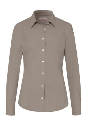D91350-91910 - Functional Bluse Slim Fit - braun