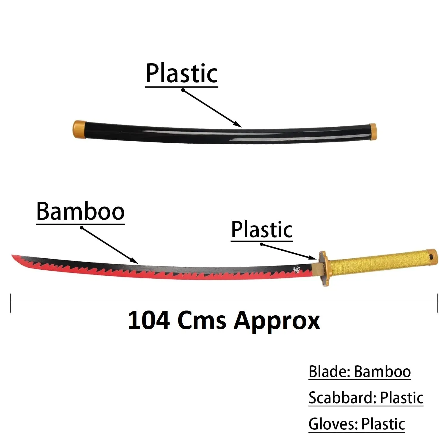 Demon Slayer Tsugikuni Yoriichi Nichirin Wooden Blade Katana for Cosplay Wooden Sword (104 Cms)