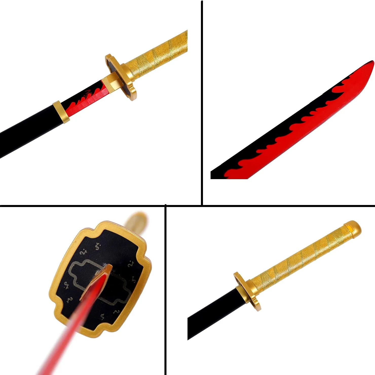 Demon Slayer Tsugikuni Yoriichi Nichirin Wooden Blade Katana for Cosplay Wooden Sword (104 Cms)