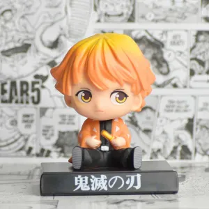 Demon Slayer Zenitsu Agatsuma Bobblehead With Mobile Holder For Cars | 14.5 CMS |