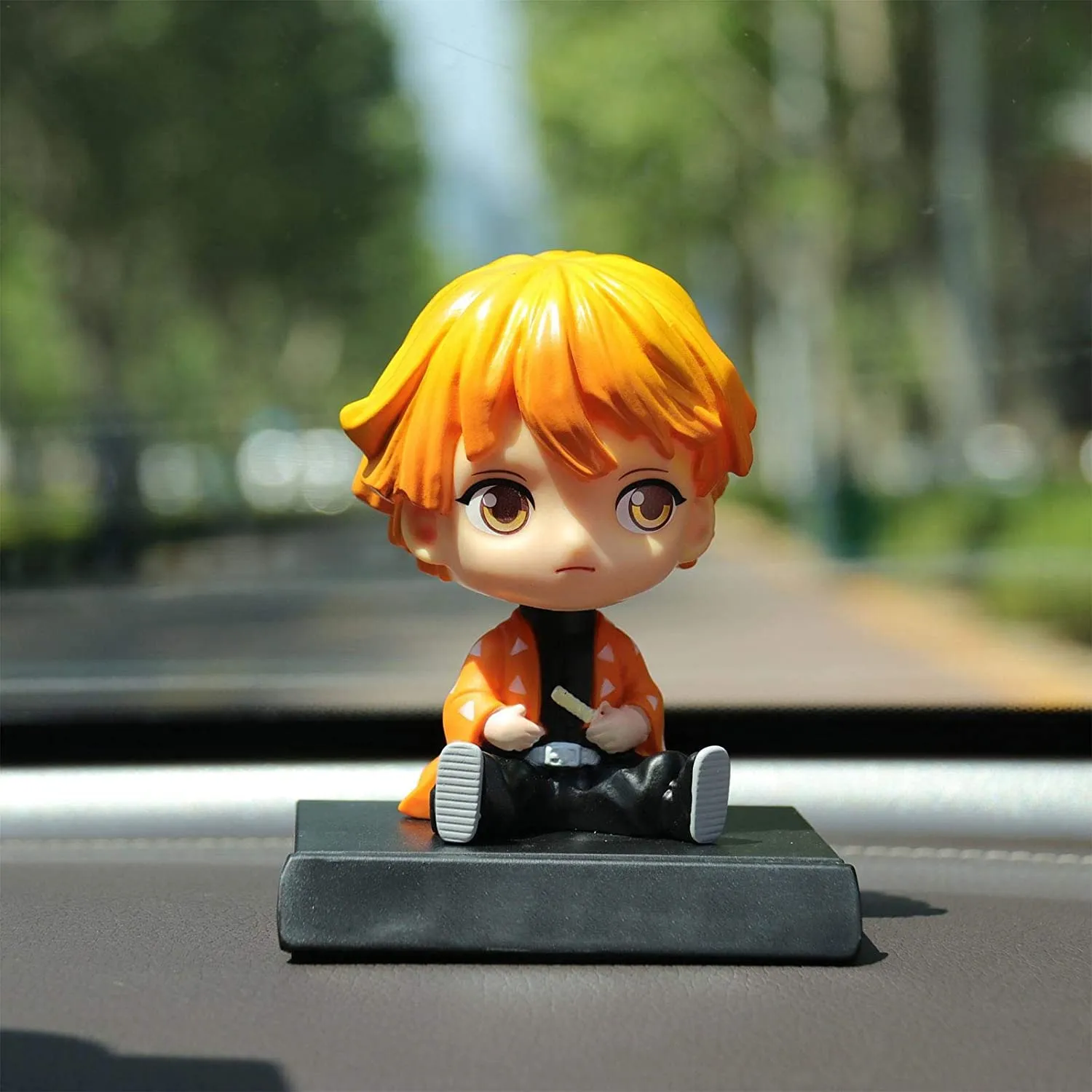 Demon Slayer Zenitsu Agatsuma Bobblehead With Mobile Holder For Cars | 14.5 CMS |