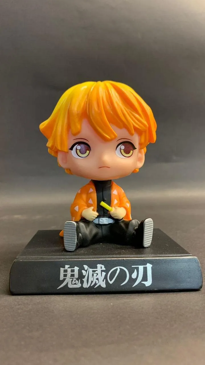 Demon Slayer Zenitsu Agatsuma Bobblehead With Mobile Holder For Cars | 14.5 CMS |