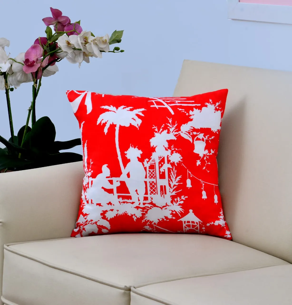 Digital Printed Satin Cushions Assorted 4PCs-Blooming Shades
