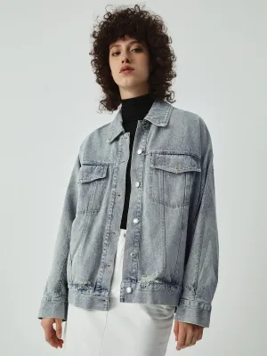 Distressed Detail Graceful Denim Jacket