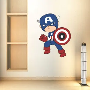 DK Decors Captain America Wall Sticker | Decorative Wall Sticker for Living Room, Bedroom, Office, Hall and Home Decor for Home and Kids Room