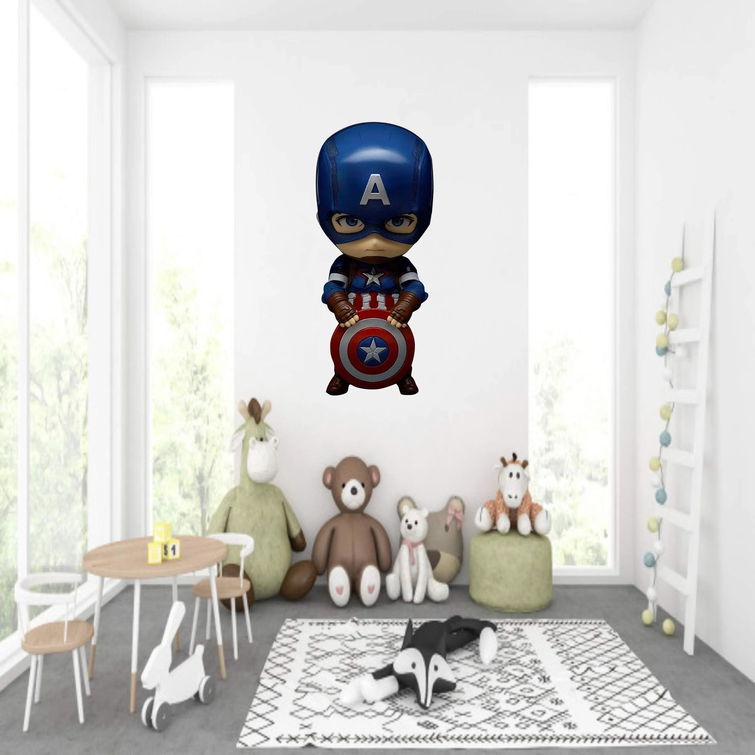 DK Decors Captain America Wall Sticker | Decorative Wall Sticker for Living Room, Bedroom, Office, Hall and Home Decor for Kids
