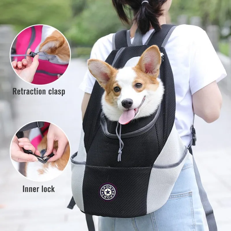 Dog Carrier Backpack - Double Shoulder Portable Travel Outdoor Pet Carrier Bag Mesh