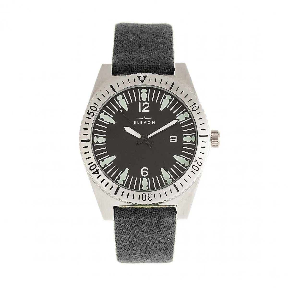 Elevon Jeppesen Pressed Wool Leather-Band Watch w/Date - Grey