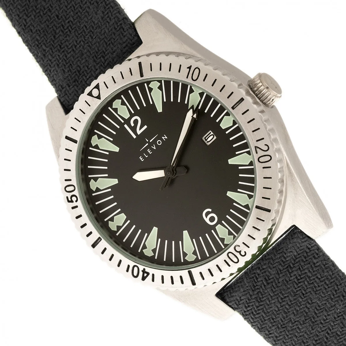 Elevon Jeppesen Pressed Wool Leather-Band Watch w/Date - Grey
