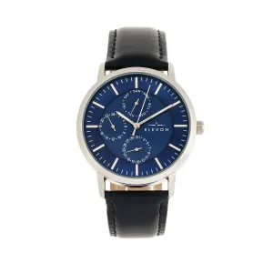 Elevon Lear Leather-Band Watch w/Day/Date - Blue