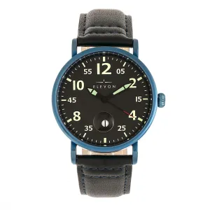 Elevon Von Braun Leather-Band Watch w/Date - Blue/Black