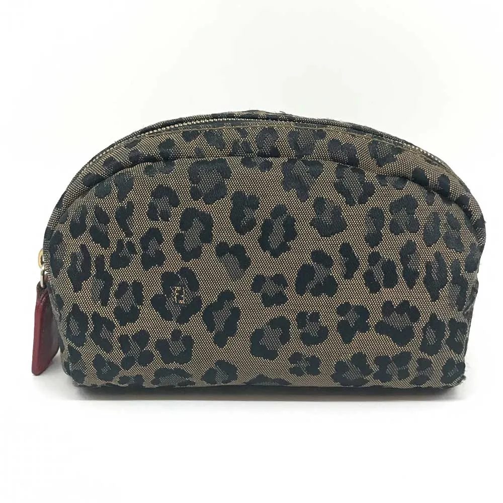 Fendi Canvas Leather Pouch Makeup Bag