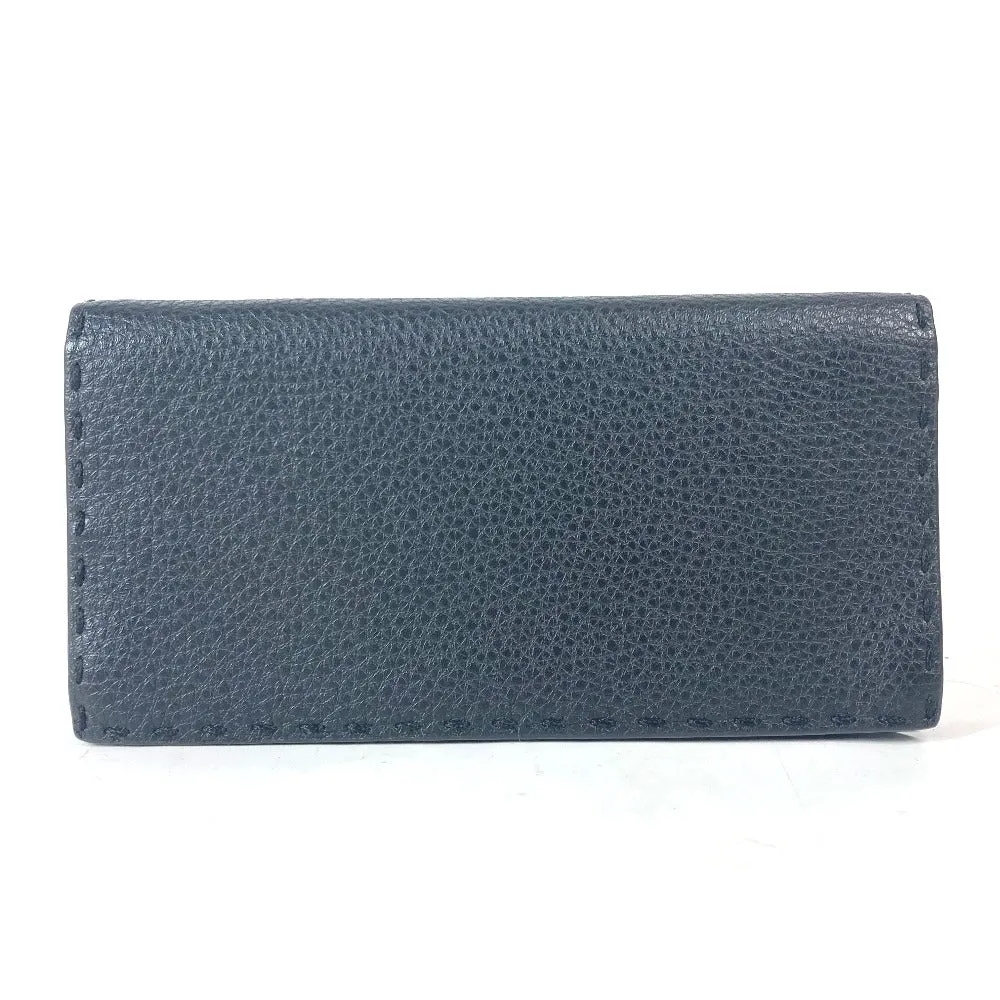 FENDI Long Wallet Purse 7M0186 leather black stitch Celeria unisex(Unisex) Used