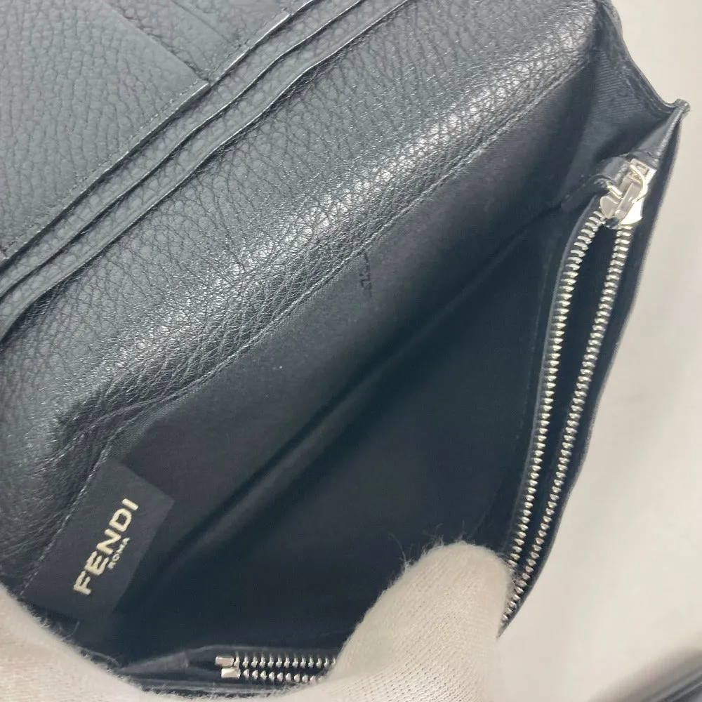 FENDI Long Wallet Purse 7M0186 leather black stitch Celeria unisex(Unisex) Used