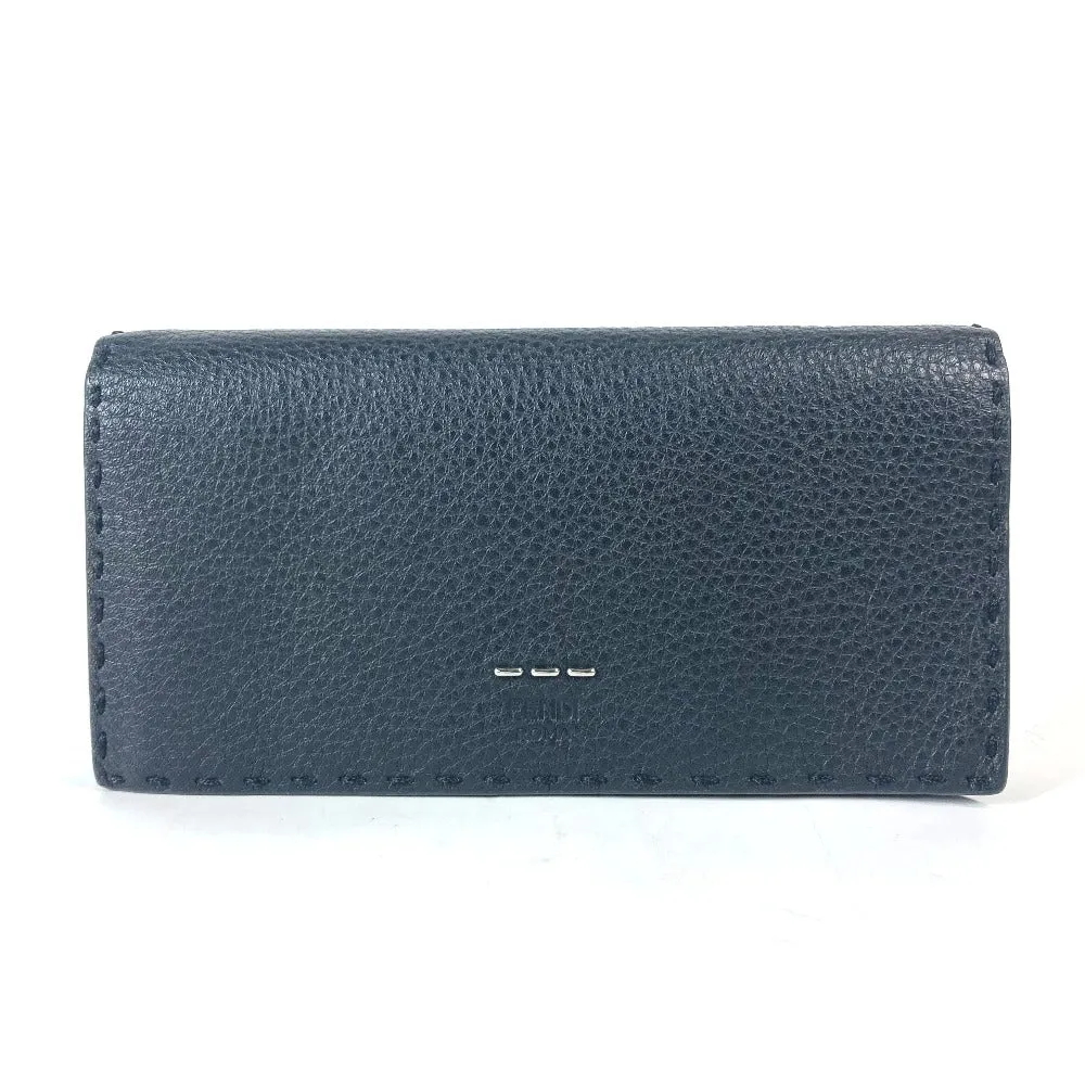 FENDI Long Wallet Purse 7M0186 leather black stitch Celeria unisex(Unisex) Used