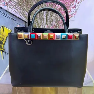 Fendi Studded Black Leather Tote  - ADL1197