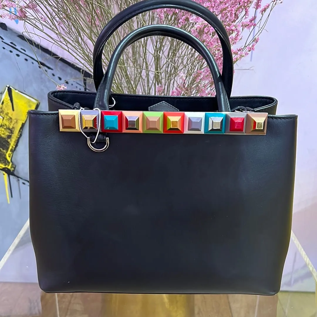 Fendi Studded Black Leather Tote  - ADL1197