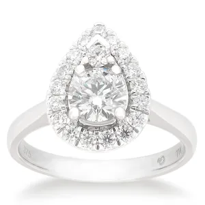 Flawless Cut 9ct White Gold Pear Shape Diamond Ring (TW=1ct)