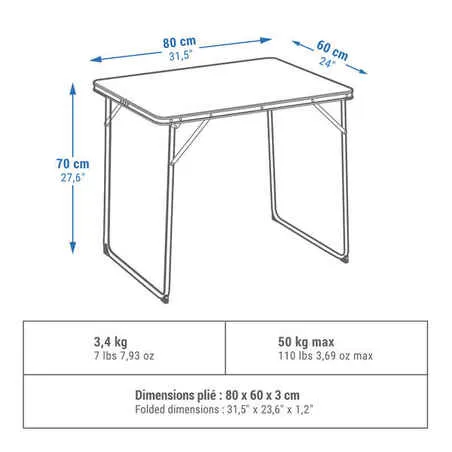 Folding camping table - 2 to 4 people