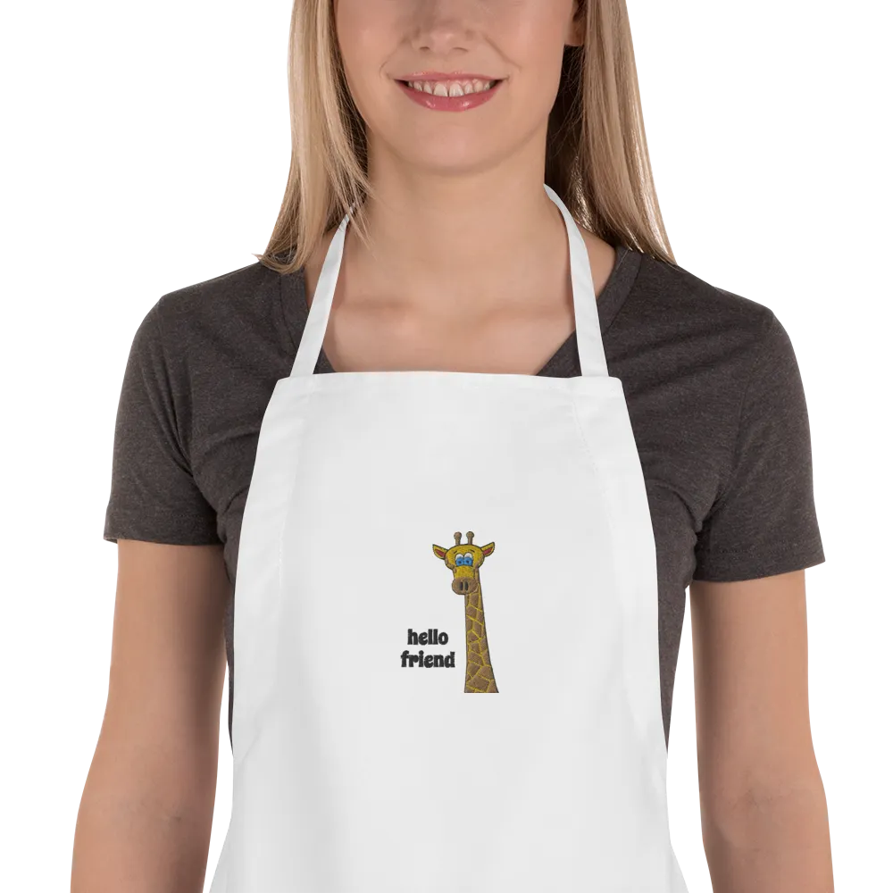 Friendly Giraffe Embroidered Apron