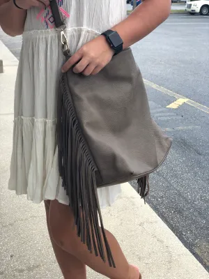 Fringed Leather Hobo Bag