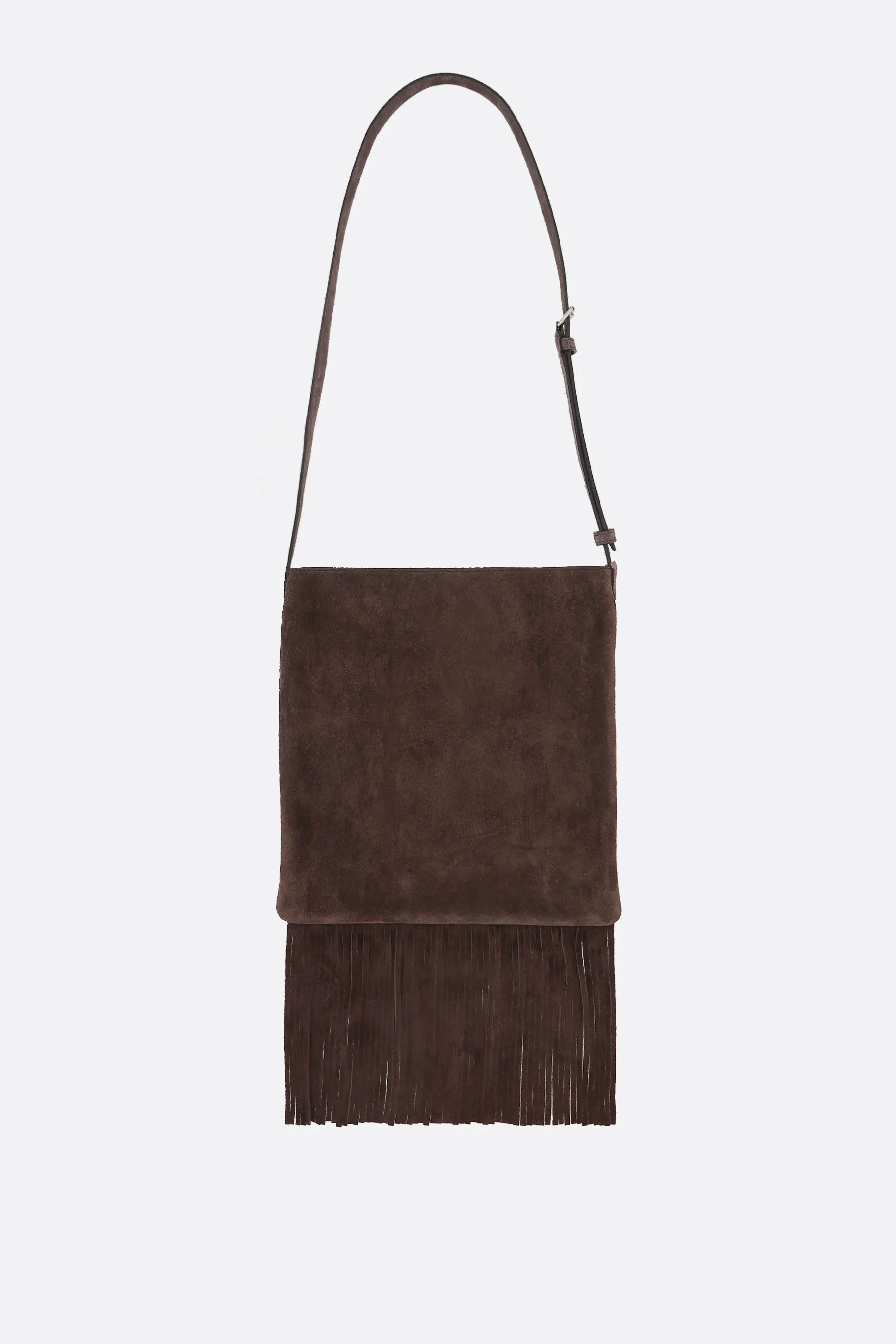 Fringed Studded Suede Shoulder Bag