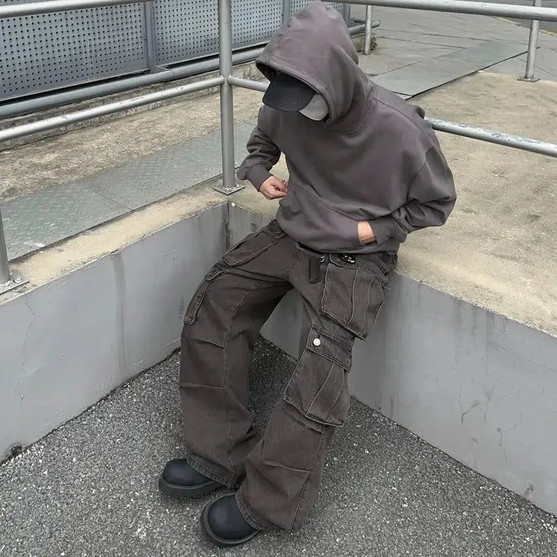 Functional Washed Cargo Jeans