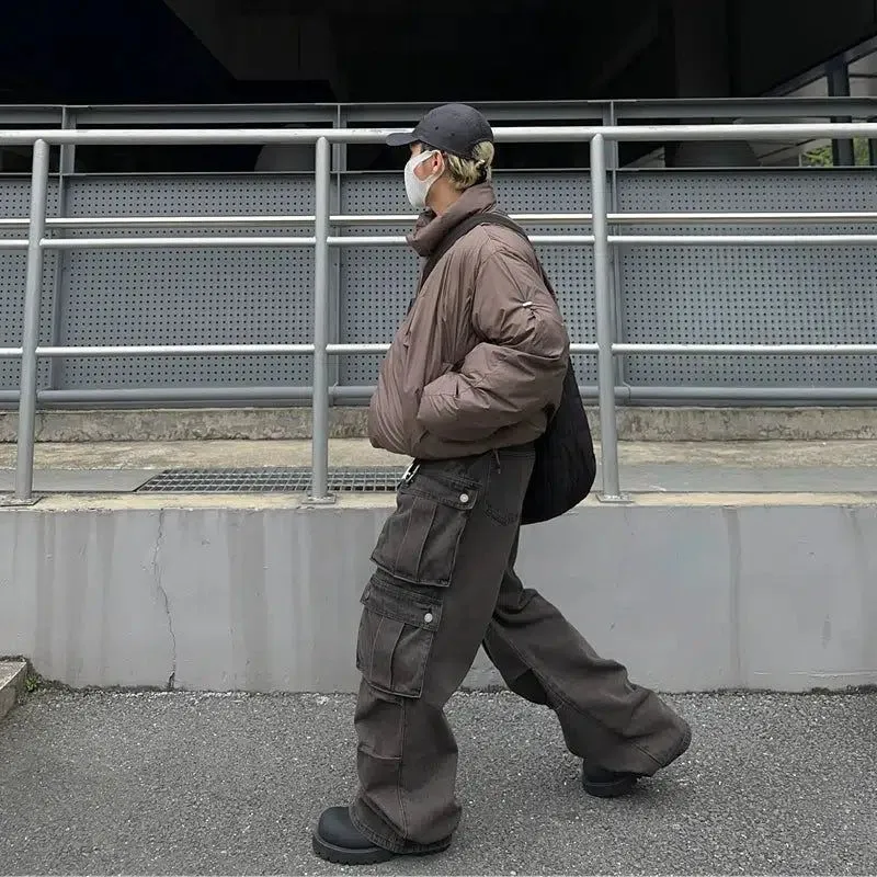 Functional Washed Cargo Jeans