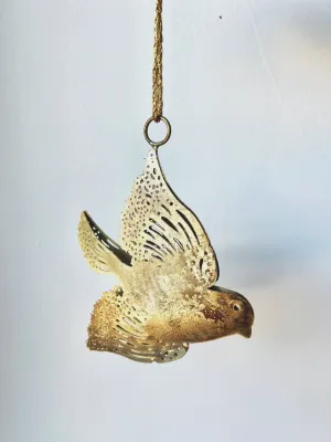 Gold Metal Bird Ornament