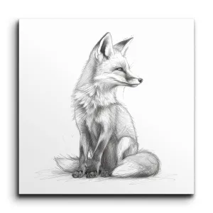 Graceful Fox Monochrome Sketch Art