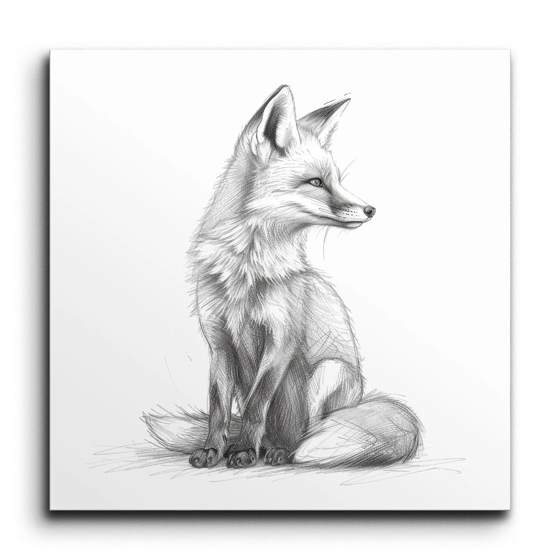 Graceful Fox Monochrome Sketch Art