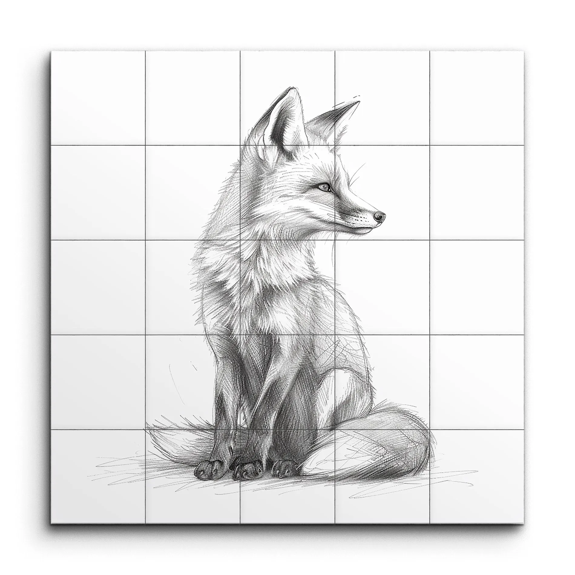 Graceful Fox Monochrome Sketch Art