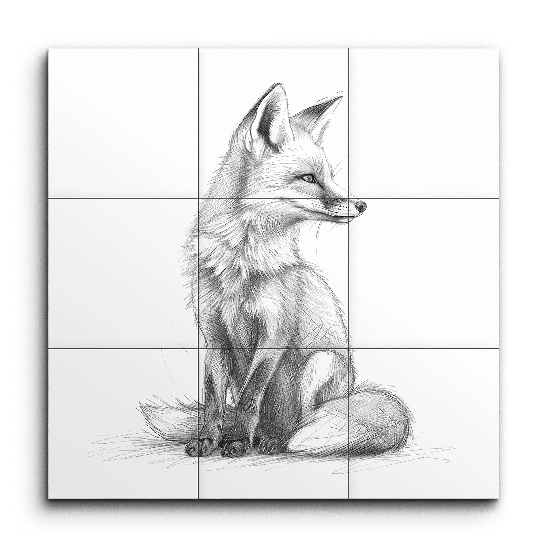 Graceful Fox Monochrome Sketch Art