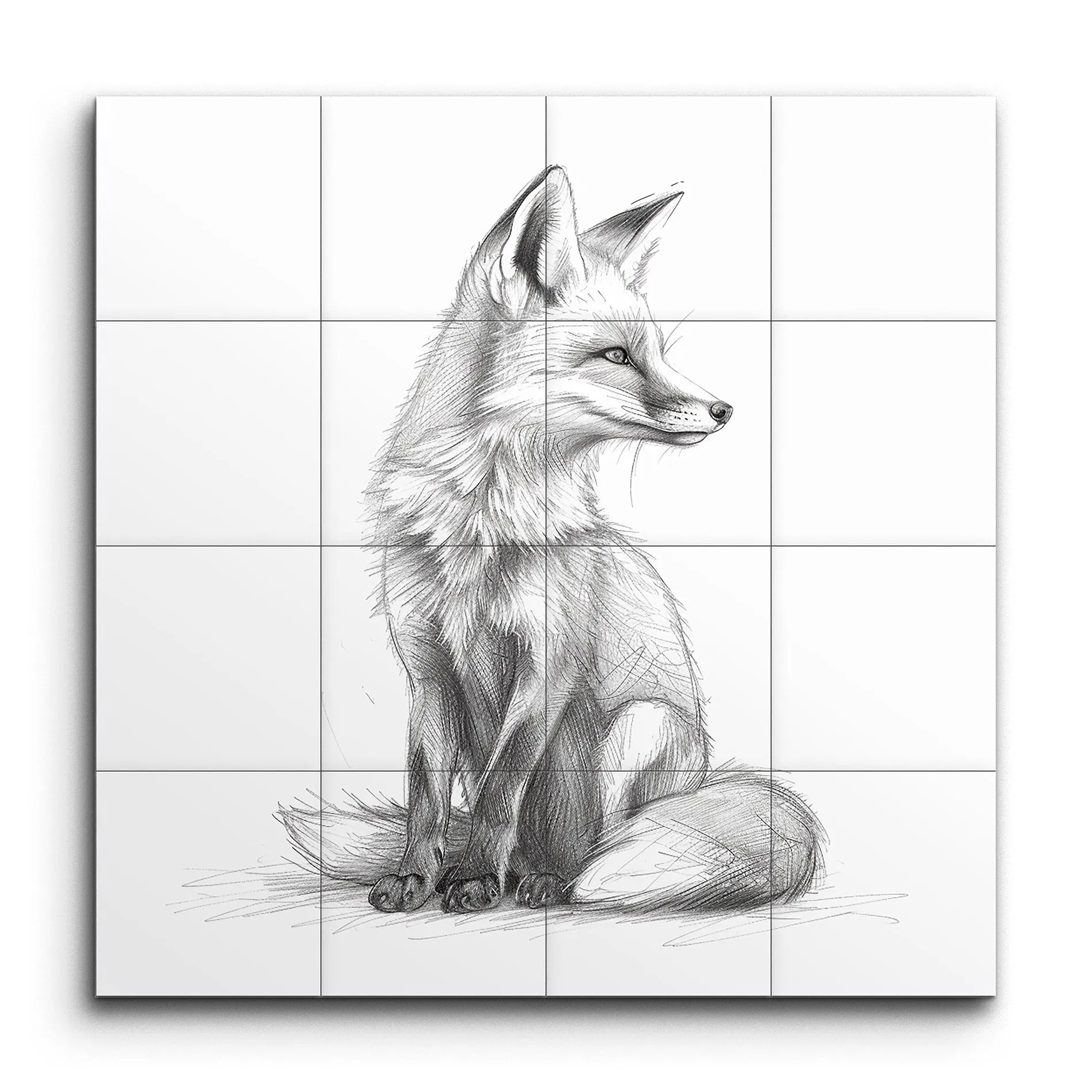 Graceful Fox Monochrome Sketch Art