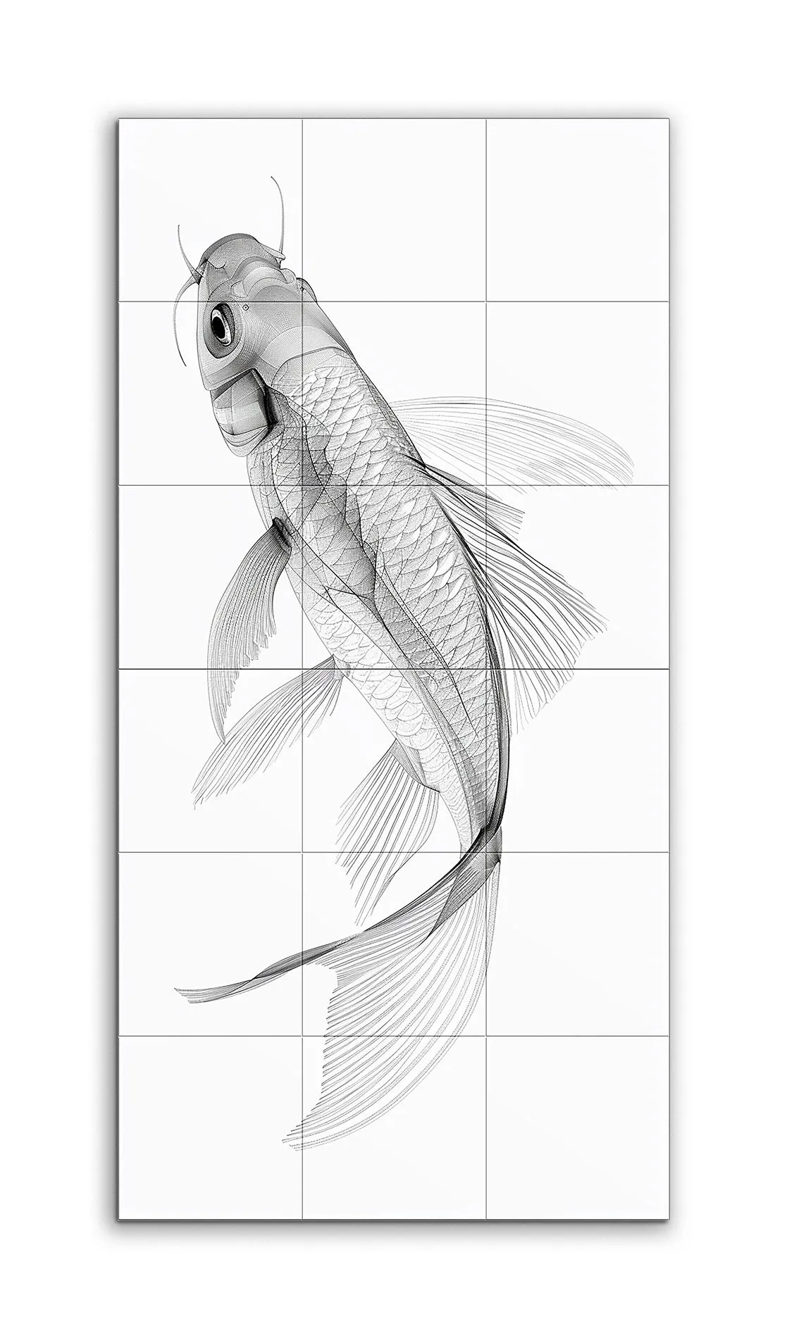 Graceful Koi: Monochrome Elegance