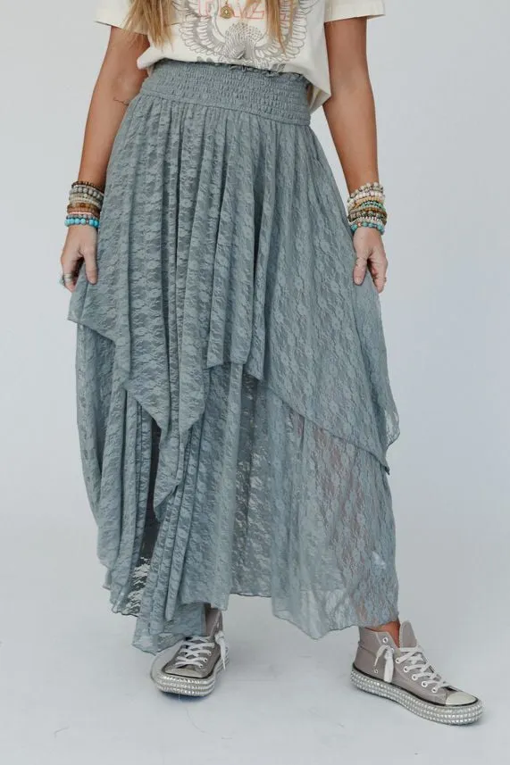 Graceful Lily Lace Maxi Skirt - Slate