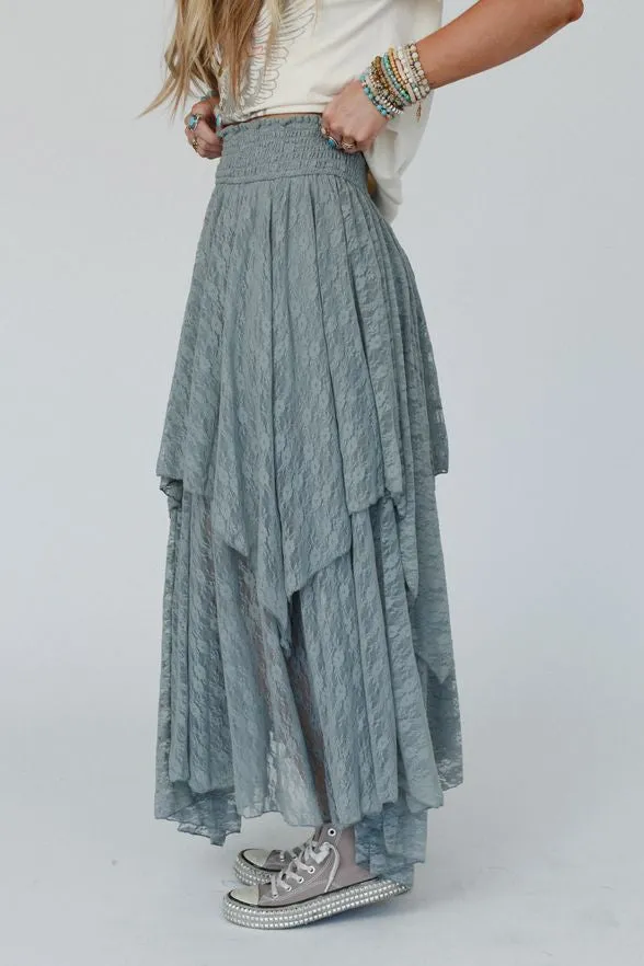 Graceful Lily Lace Maxi Skirt - Slate