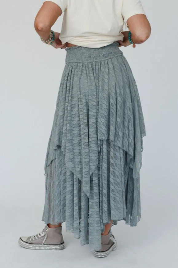 Graceful Lily Lace Maxi Skirt - Slate