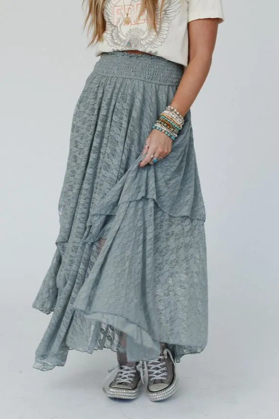 Graceful Lily Lace Maxi Skirt - Slate
