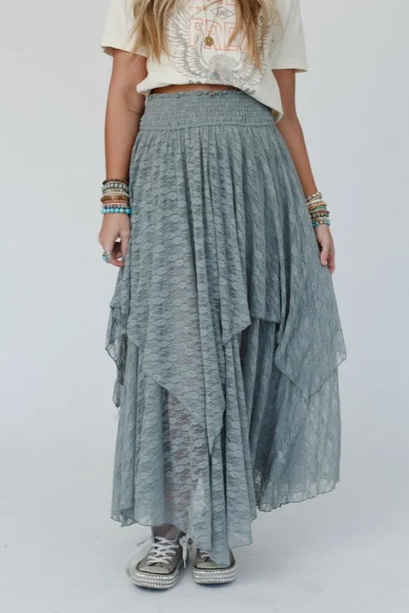 Graceful Lily Lace Maxi Skirt - Slate