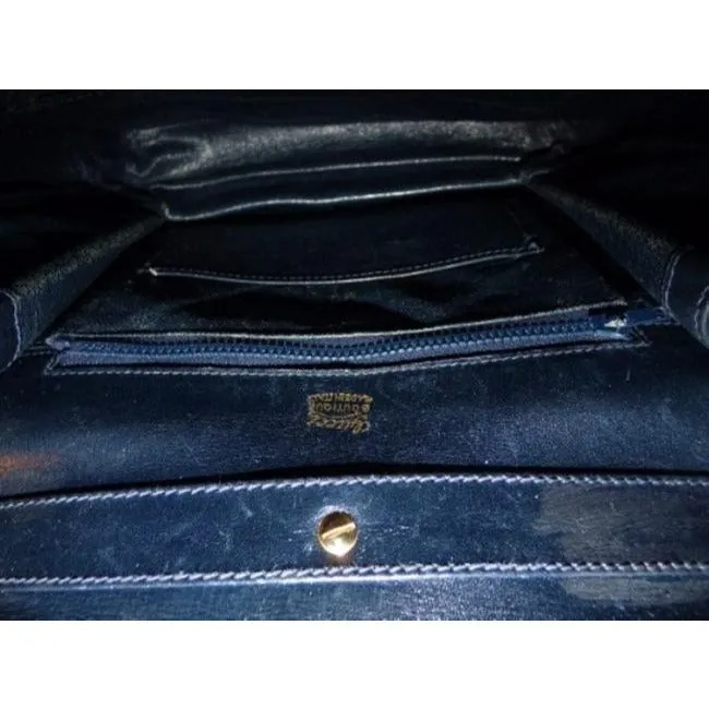 Gucci Vintage Pursesdesigner Purses Blue Suedeleather Trim With Wide Redblue Stripe Suedeleather Sho