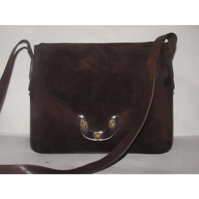 Gucci Vintage Pursesdesigner Purses Brown Suede Satchel
